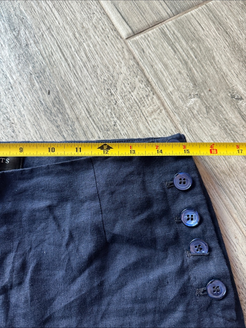 Talbots linen Navy Wide-Leg Pants with side button NWT - Picture 10 of 11